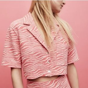 Zara Printed Jacquard Zebra Knit Shirt Top